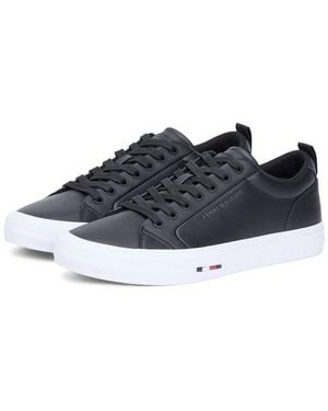 Tommy Hilfiger Harlem Street Lth Sneaker Freizeitschuh, Halbschuh, Schnürschuh Mit Th-Logo -Klein Ausfallend - Blau