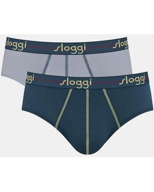 Sloggi Midislip Start (2Er Pack) Sportliche Geschnitten, Ohne Eingriff, Cotton-Mix - Blau