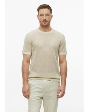 S.oliver Kurzarmpullover Strickpullover Gestricktes T-Shirt Mit Lochstruktur - Natur