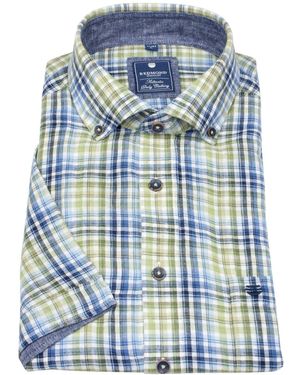 Redmond Kurzarmhemd Button-Down-Kragen - Blau