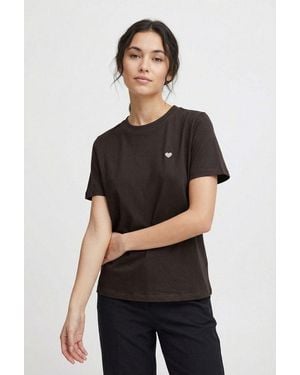 Jdy Kurzarmshirt Pisa S/S Print Top Jrs Noos Baumwolle, Regular Fit - Schwarz