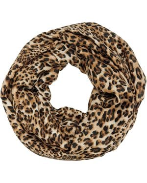 Caspar Loop Leichter Schal weiches Halstuch Leo Muster Animal Print - Braun