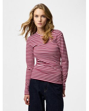 Pieces Langarmshirt Pclaya Ls Top Jrs Noos Materialmix, Regular Fit - Rot