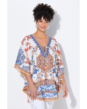 MIAMODA Longbluse Blusenkaftan Loose Fit Allovermuster - Weiß