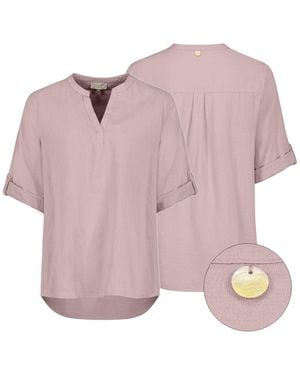 EIGHT2NINE Hemdbluse Leinen Bluse atmungsaktiv Kurzarmbluse Sommer Urlaub - Lila