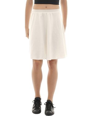 F&K-Mode Midirock Swing Rock Midi Falten Gummibund hohe Taille Swingrock - Natur