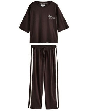Next Pyjama Kurzärmeliger Jersey-Schlafanzug Mit Grafik (2 Tlg) - Schwarz