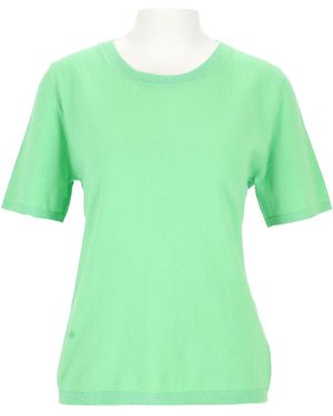 halsüberkopf Accessoires Kurzarmshirt Feinstrick-Shirt Baumwolle-Kaschmir-Mix - Grün