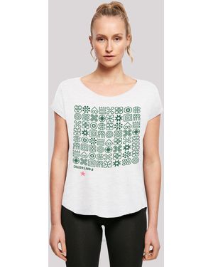 F4NT4STIC T-Shirt Muster Grün Symbole Print - Blau