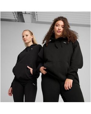 PUMA Kapuzensweatshirt Ess Relaxed Hoodie Fl Mit Verstellbarer Kapuze, Mit Kängurutasche, Mit Rippbündchen - Schwarz