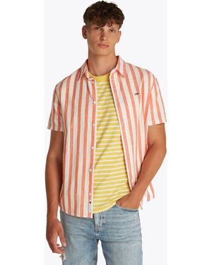 Tommy Hilfiger Kurzarmhemd TJM REG LINEN BLEND STP SS SHIRT Mit Rundhalsausschnitt - Weiß