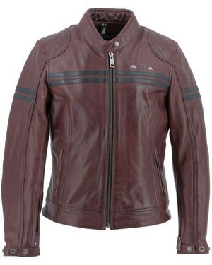 Helstons Motorradjacke Chica Buffalo Motorrad Lederjacke Rückenprotektor enthalten,herausnehmbares Innenfutter,wasserdicht - Braun