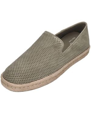 TOMS Santiago Espadrille Vetiver Diamond Perforated Suede - Mettallic