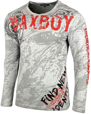 Baxboy Longshirt Longsleeve T-Shirt Moderner Männer Langarmshirt B-701 - Grau