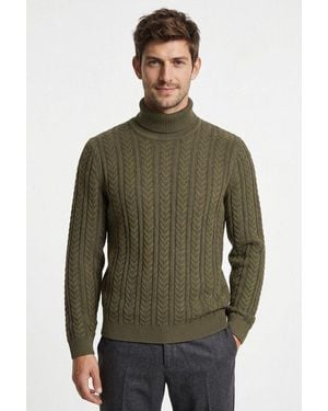 Jack & Jones Rollkragenpullover Jprblusean Knit Cable Roll Neck - Grün