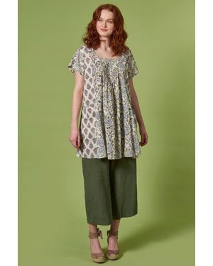 Himalaya Clothing Tunika Luftige Bluse mit Blumenmuster - Grün