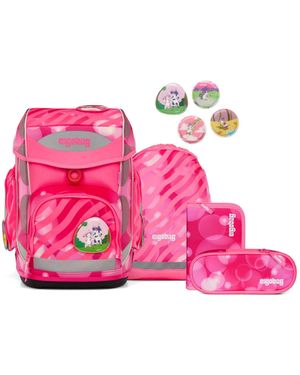 ergobag Schulranzen cubo (-tlg., 5-teiliges Set), größenverstellbares Rückensystem - Pink