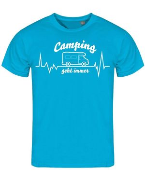 deinshirt Print- T-Shirt Wohnmobil Camping geht immer Funshirt mit Motiv - Blau