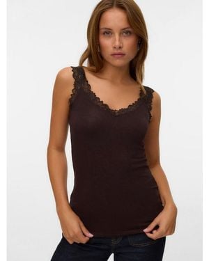 Vero Moda Trägertop Vmrosa Sl Top Jrs Noos Viskosemischung, Spitzen Detail - Schwarz