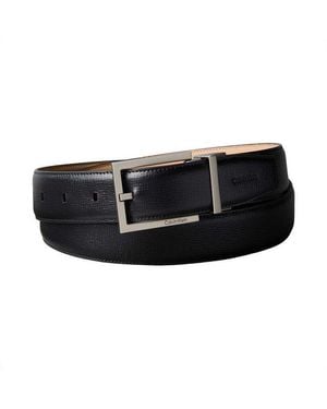 Calvin Klein Ledergürtel Square Buckle Saffiano 32Mm Adj Größenverstellbar Mit Metallschließe - Schwarz