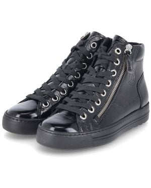 Paul Green Sneaker High 4024-34 Damen Lackleder Schnürstiefel - Schwarz