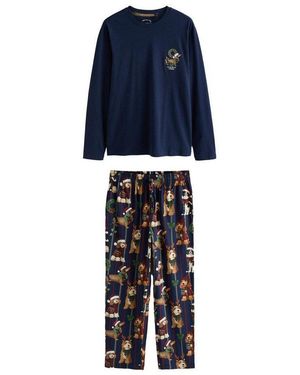Next Pyjama Weihnachtlicher Langärmeliger Schlafanzug, (2 Tlg) - Blau