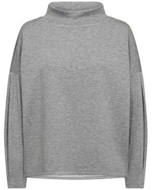 Freequent Langarmshirt Fqbrody-Tee Mit Stehkragen Viskose-Stretch - Grau