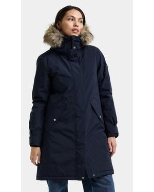 Didriksons Winterjacke Damen Wintermantel Wasserdicht Erna Mit Kapuze Mit Taschen - Blau