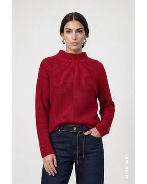 Monari Strickpullover Pullover Basic Perlfang Regular Fit Mit Stehkragen - Rot