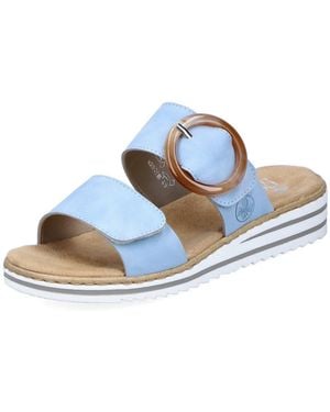 Rieker Pantolette, Keilabsatz, Sommerschuh, Schlappen Mit Softer Innensohle - Blau