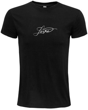 Rmk T- Shirt Top Sommer Basic Rundhals Love Liebe aus Baumwolle - Schwarz