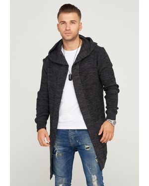 behype Strickjacke ELIJA mit gemütlicher Kapuze - Blau
