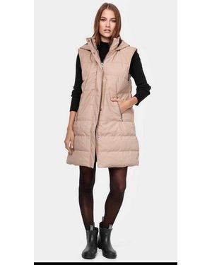 Worldclassca Steppweste Damen Steppweste Lang Mit Kapuze Winter Kunstleder-Xl - Schwarz