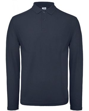 Bc Langarm-Poloshirt Long Sleeve Polo ID.001 / 100 % Baumwollpiqué - Blau