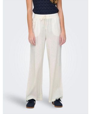 Jdy Schlupfhose Say Linen Hw Wide Pant Wvn Noos Sommerhose Mit Leinen - Weiß