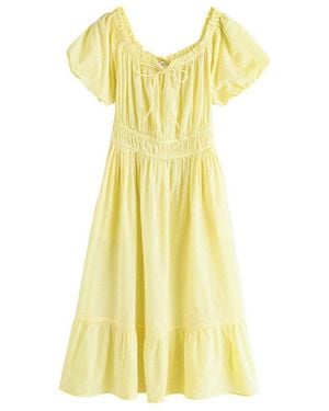 Next Midikleid Off-Shoulder-Midikleid Mit Streifen (2-Tlg) - Gelb