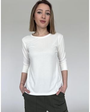 Zuckerwatte 3/4-Arm-Shirt mit Rundhalsausschnitt aus wertiger Modalmischung - Weiß
