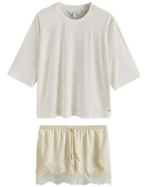 Next Pyjama Kurzes Pyjama-Set Mit Spitze (2 Tlg) - Weiß