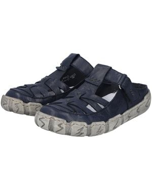 Rieker Clog Sabot, Sommerschuh, Schlappen, Hausschuh Mit Ziernähten - Blau