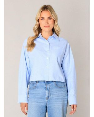 Base London Hemdbluse Bea Kurz, Mit Brusttasche - Blau