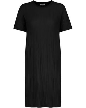 Sublevel Shirtkleid Modernes Outfit mit Rundhalsausschnitt und Kurzarm (knielang) Ripped_Dress - Schwarz