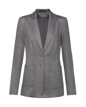 Greiff Longblazer Casual Damen Jersey-Longblazer Regular Hellgrau Glencheck 42