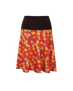 dunkle design Jerseyrock Baumwolle Grau Braun 57cm elastischer Bund - Orange