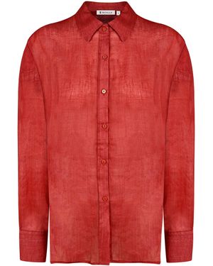 Bicalla Blusentop Oversize-Bluse in Rot-Braun