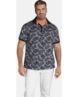 Charles Colby Poloshirt EARL ANGUS Blätterdruck auf Pikee - Blau