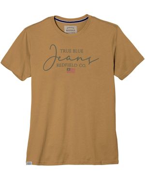 Redfield Rundhalsshirt Übergrößen T-Shirt Print Jeans currygelb - Braun