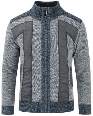 Allthemen Cardigan Herren Strickjacke Mit Ärmelflecken Strickjacke Winter - Blau