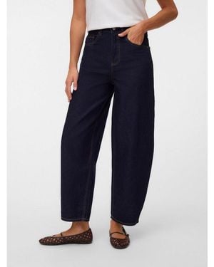 Vero Moda Weite Jeans Vmbillie Hr Barrel Ank Jeans Li3191 Noos Baumwolle, High Waist, Barrel Fit - Blau