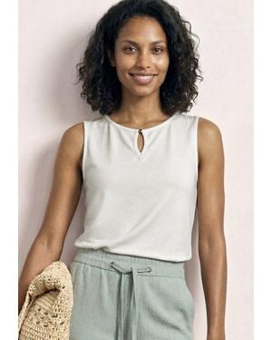 Street One Shirttop U-Boot-Ausschnitt Mit Cut-Out-Detail - Weiß