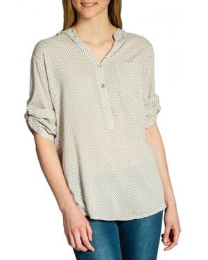 Caspar Shirtbluse BLU013 gepunktet elegante 3/4 Arm Bluse Pünktchenbluse - Grau
